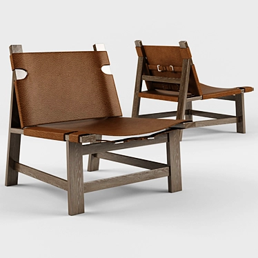 Danish Design Leather Sling Chair 3D model image 1 