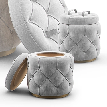 Luxury Tufted Ottoman Stool 3D model image 1 