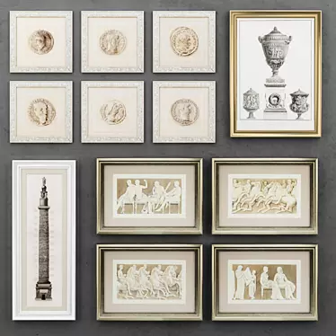 Timeless Treasures: Antique Paintings Set 3D model image 1 
