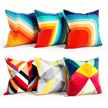 Geometric Floral Pillow Set 3D model image 1 