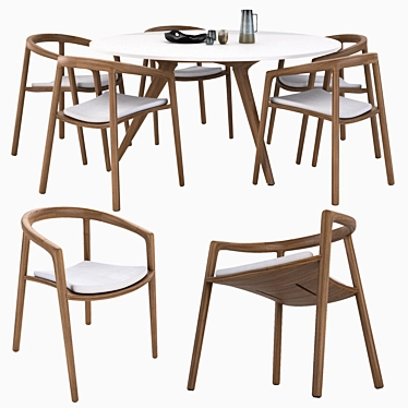 Elegant Manutti Solid Chair & Stylish Torsa Table 3D model image 1 