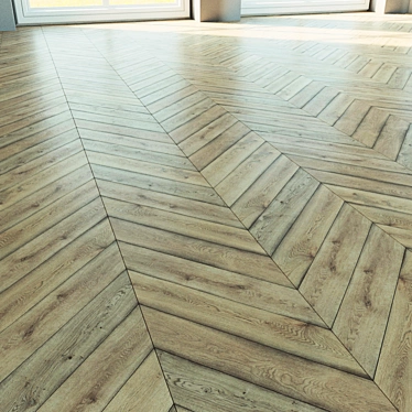 Natural Wood Parquet Flooring - Herringbone & Chevron Design 3D model image 1 