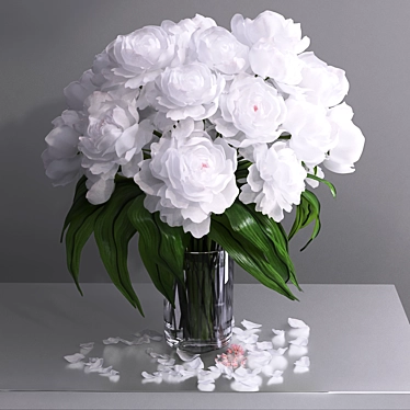 Ethereal White Peonies in Glass 3D model image 1 