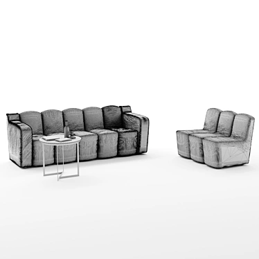 elegant wood slice sofa table 3D model image 1 