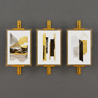 Elegant Gold Frame Set 3D model image 1 