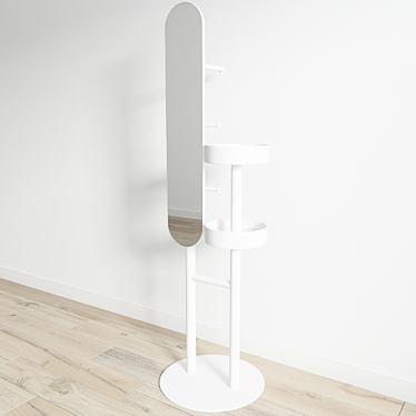 Mirror-topped coat rack 3D model image 1 