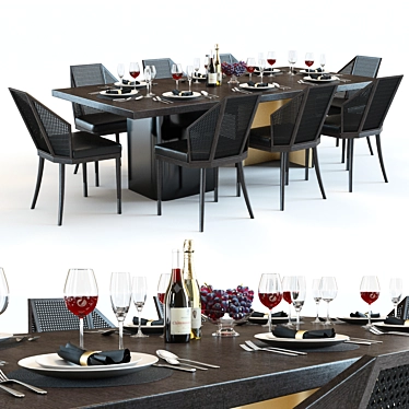 Elegant Baker Liquid & Cane Dining Set 3D model image 1 