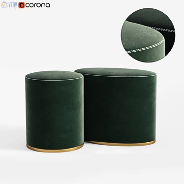 Elegant Velvet Pouf Set 3D model image 1 