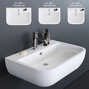 Elegant Ceramic Washbasins - GALASSIA SA02 3D model image 1 