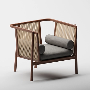 Vintage Cane Lounge Chair 3D model image 1 