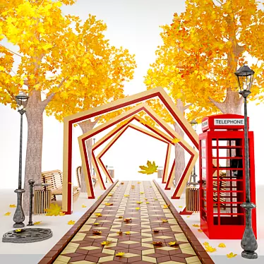 Serene Autumn Park Sculpture 3D model image 1 