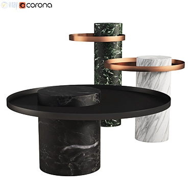 Elegant Salute: Marble & Brass Side Table 3D model image 1 