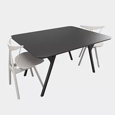 Modern Ren Dining Table & Piano Chair 3D model image 1 