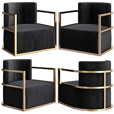 Luxury Velvet and Gold Occasional Chair 3D model image 1 