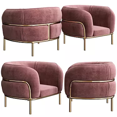 Sophie Armchair: Deco Glamour in Satin Brass 3D model image 1 