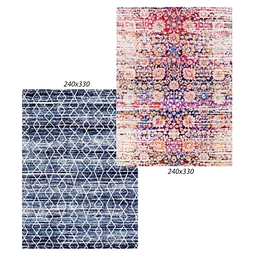 Zaire Power Loomed Blue Modern Rug 3D model image 1 