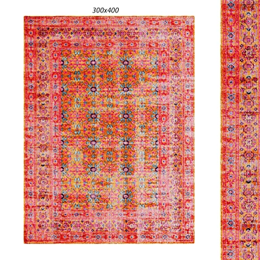 Title: Rust & Pink Distressed Modern Rug 3D model image 1 