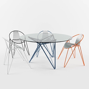 Elegant O Chair & Table Set 3D model image 1 