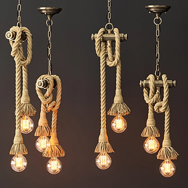 Industrial Loft Pendant Lamp with Edison Bulbs 3D model image 1 