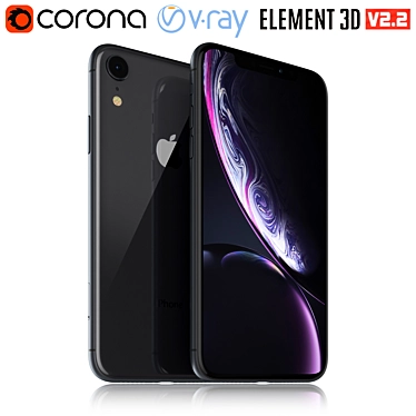 Sleek Black iPhone Xr 3D model image 1 