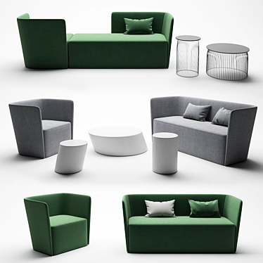 Luxurious Velvet Loveseat 3D model image 1 