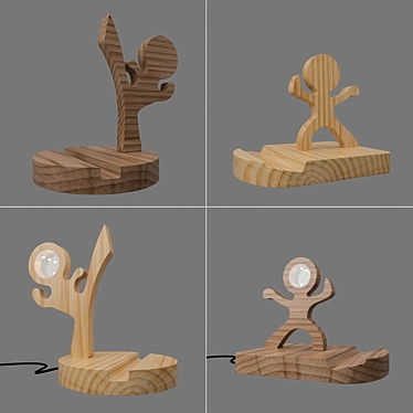 Wooden Phone Stand with Illuminated Options 3D model image 1 