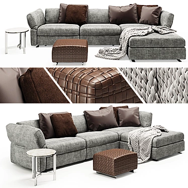 Flexform Newbridge Bangkok Clarke: Deluxe Sofa, Table & Ottoman 3D model image 1 