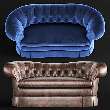 Elegant Victorian-Inspired Loveseat 3D model image 1 