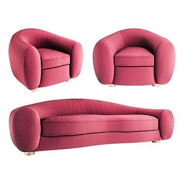 Designer Jean Royere Sofa & Armchair 3D model image 1 