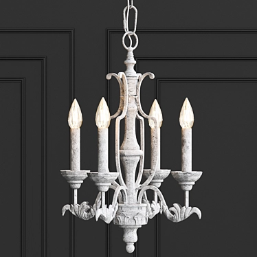 Antique-inspired Leaf Design Mini Chandelier 3D model image 1 