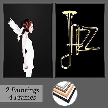 Versatile Set of Wall Paintings with Frame Options 3D model image 1 