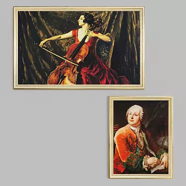 Golden-framed Classic Masterpieces: Guilhermina Suggia and Lomonosov 3D model image 1 
