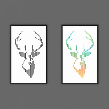 Abstract Deer Paintings 3D model image 1 