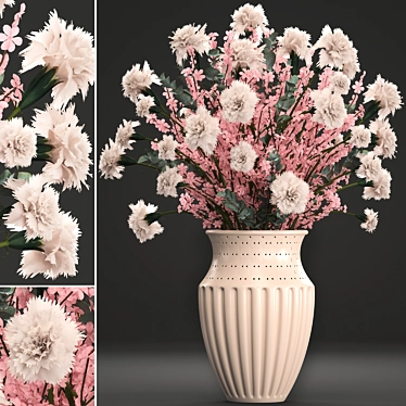Cherry Blossom Carnation Bouquet 3D model image 1 
