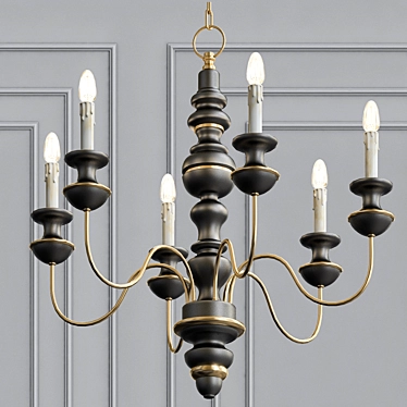 Chic Stockholm Black & Gold Chandelier 3D model image 1 