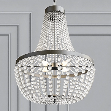 Vintage-inspired 6-Light Chandelier with Crystal Beads 3D model image 1 