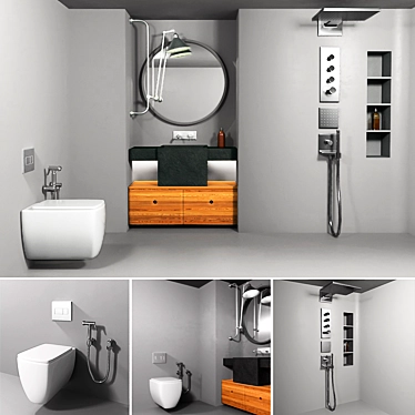 Elegant Corona Bathroom Furniture Set 3D model image 1 