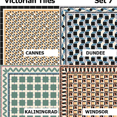 Elegant Victorian Tiles Set - Topcer 3D model image 1 