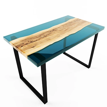 Wooden Resin Table: Unique and Stylish 3D model image 1 