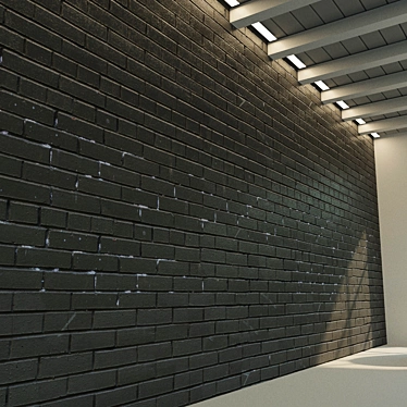 Vintage Grey Painted Brick Wall 3D model image 1 