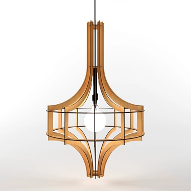 Title: LORD II - Contemporary Wooden Chandelier 3D model image 1 