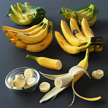 Sleek Banana Set for 3D Modeling 3D model image 1 