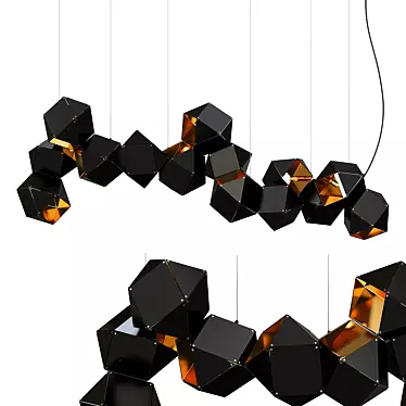 Elegant Black Metal Chandelier 3D model image 1 