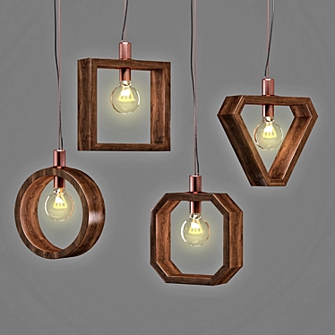 Elegant Geometric Copper Pendant 3D model image 1 