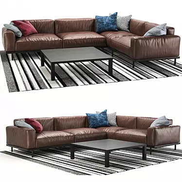 Luxury Naviglio Leather Sofa 3D model image 1 