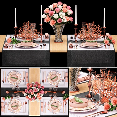 Blooming Elegance: ZARA HOME Table Setting 3D model image 1 
