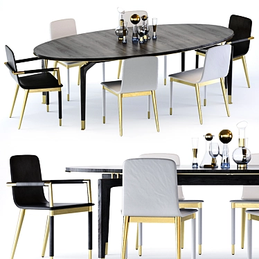 Modern Baker Vendome Dining Set 3D model image 1 