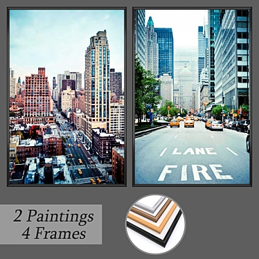 Artistic Set: 2 Paintings & 4 Frame Options 3D model image 1 