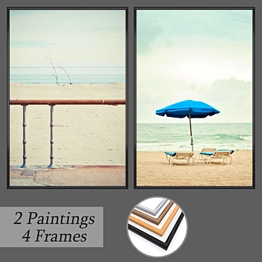 Modern Wall Art Set with 2 Paintings 3D model image 1 