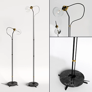 Industrial Five Floor Lamp - Marble, Gold, Bronze 3D model image 1 